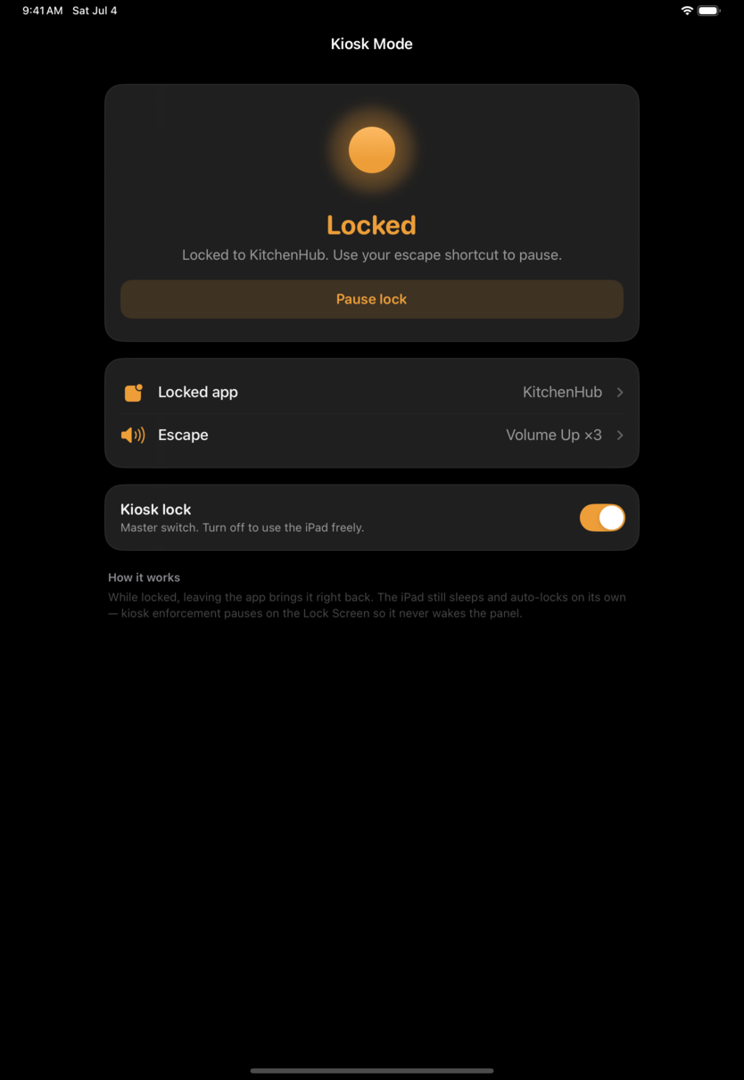 Kiosk Mode locked dashboard