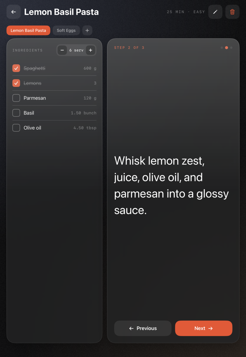 KitchenHub recipe cook mode