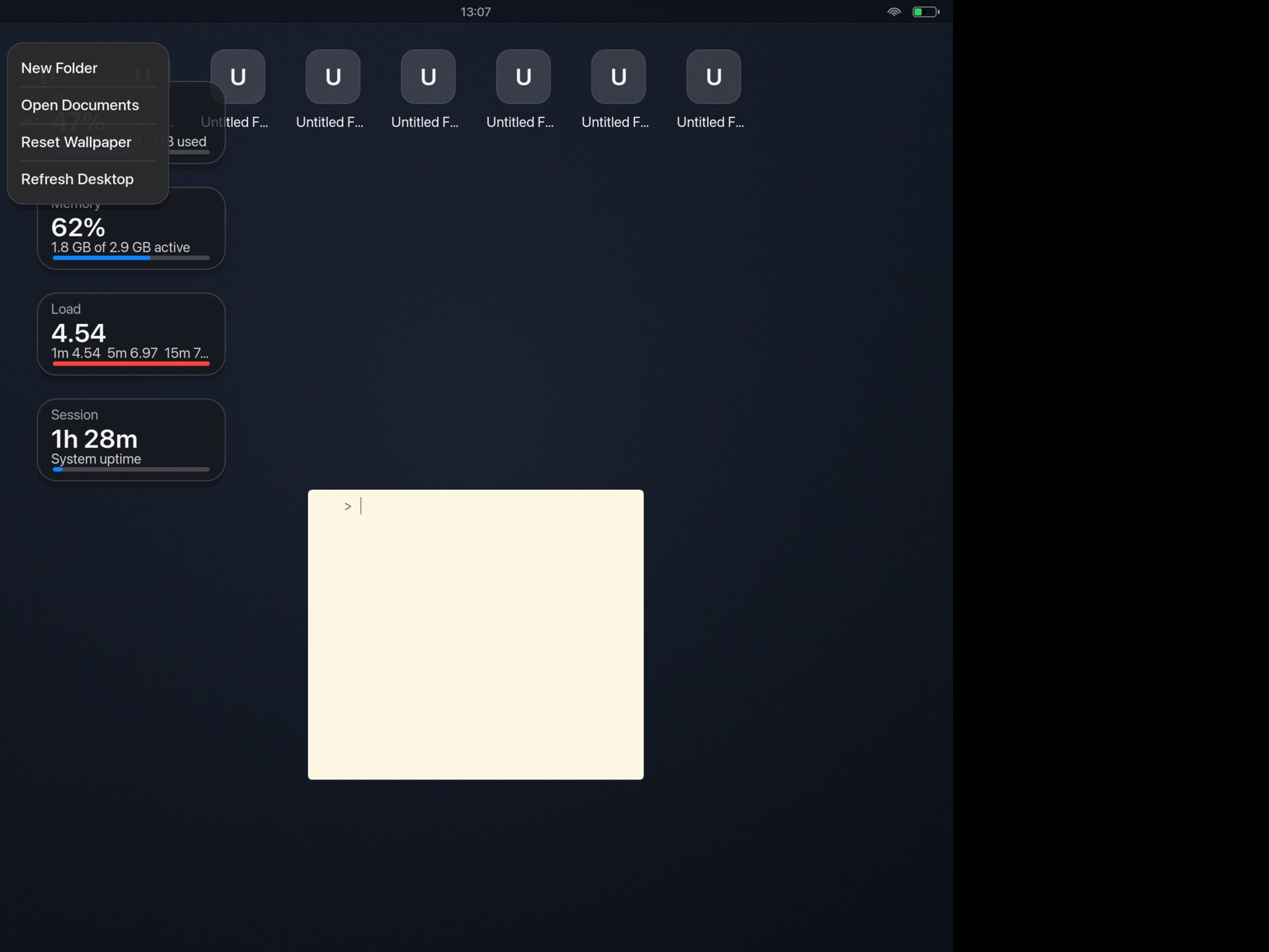 Fuzzel application launcher open in a xiOS desktop session on a jailbroken iPad.