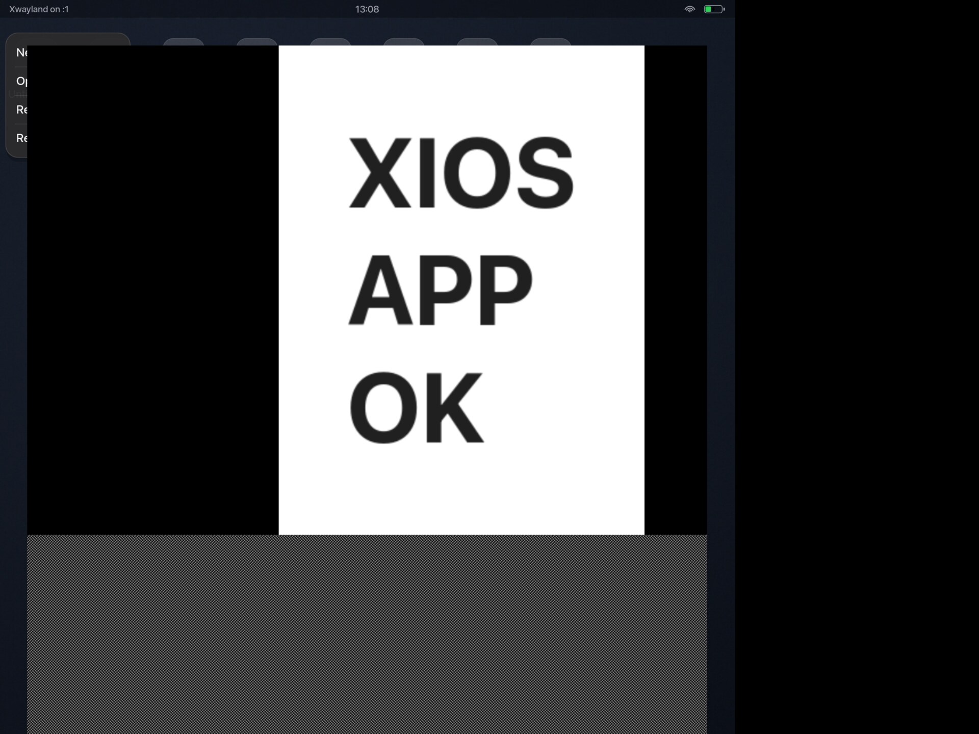 imv displaying a test image in a xiOS Wayland desktop on a jailbroken iPad.
